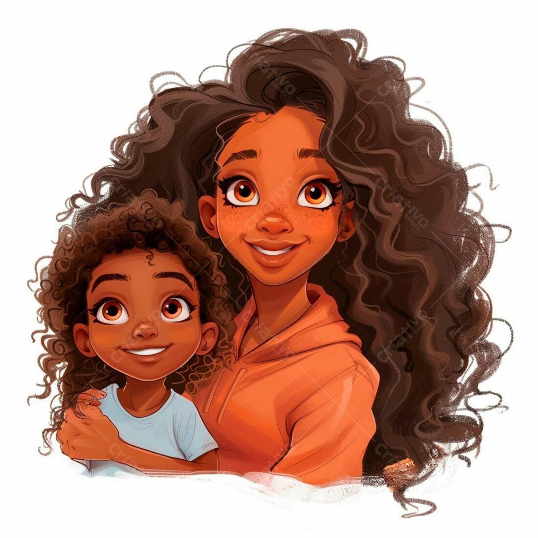 Mãe e filha negra sorrindo juntas