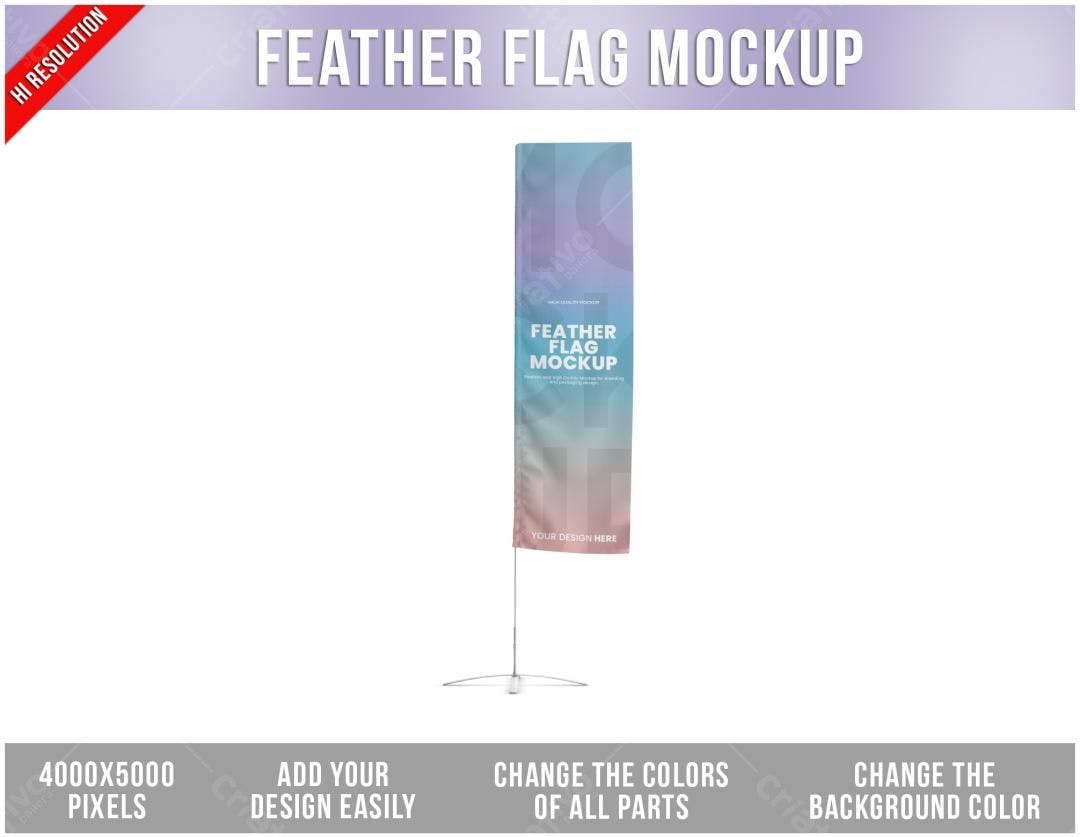 Mockup Bandeira Feather: Design Moderno em Tons Pastel