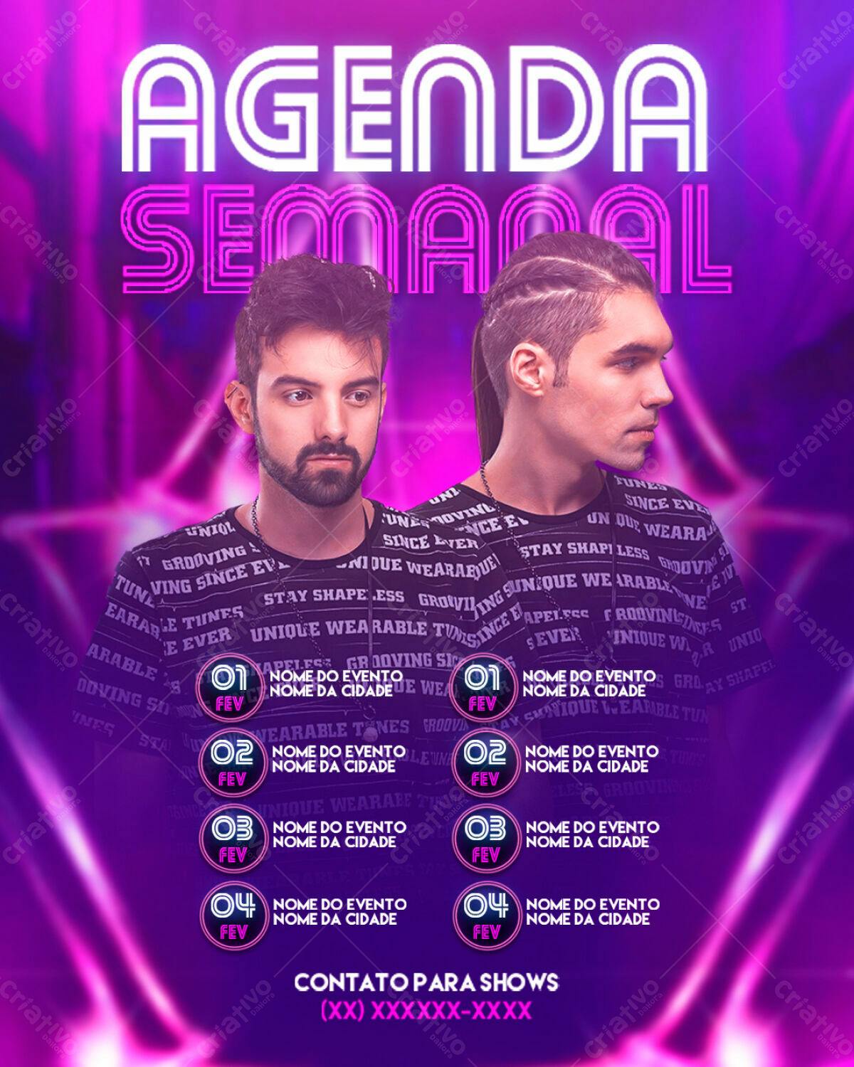 Flyer Agenda Semanal para DJs PSD Editável