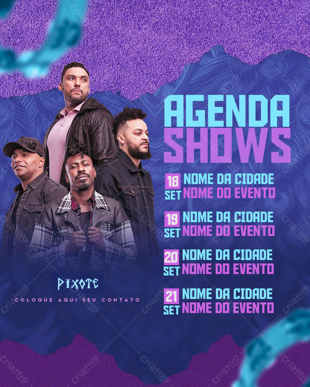 Flyer para Shows Musicais Pixote PSD Editável