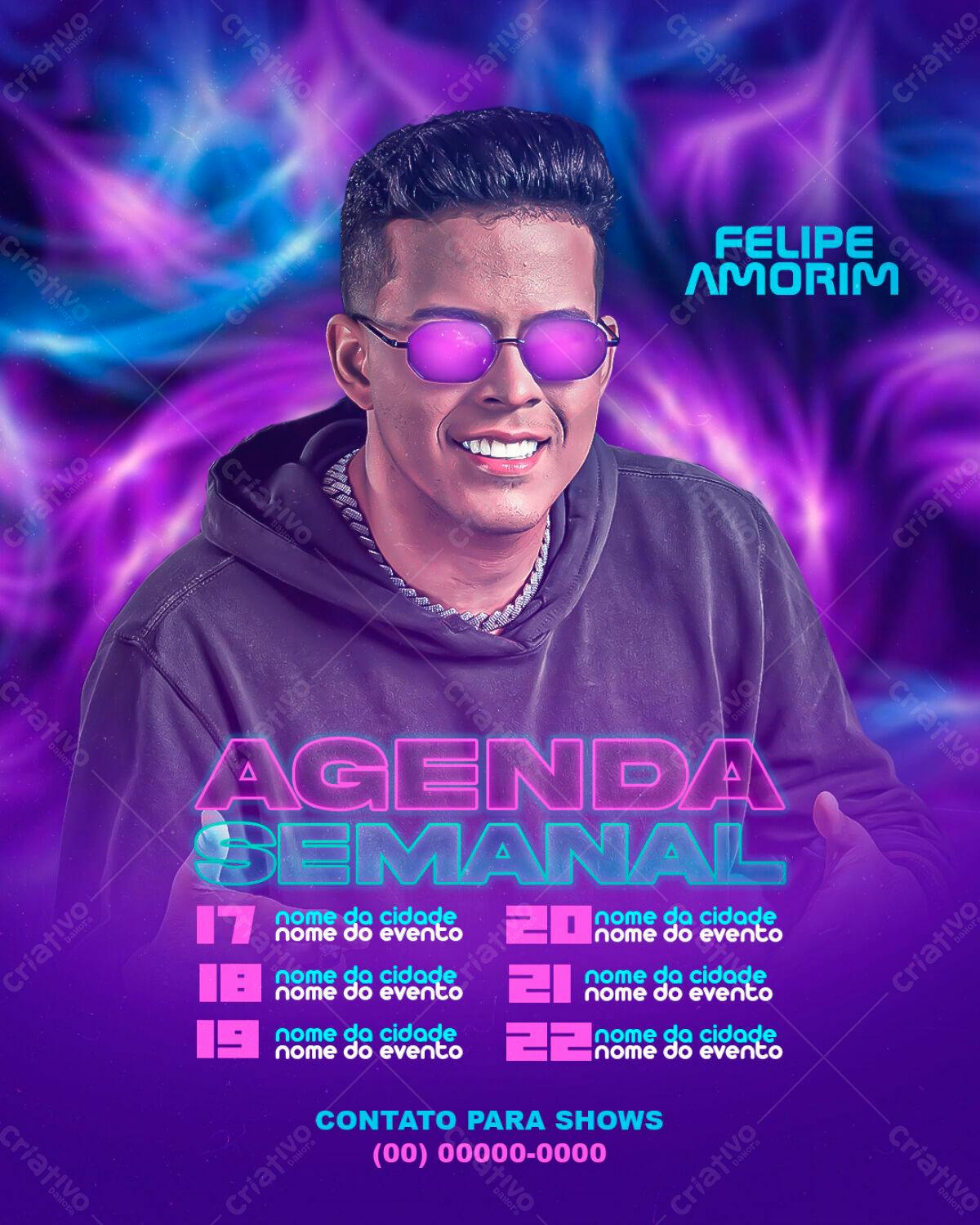 Flyer Agenda Semanal Felipe Amorim PSD Editável