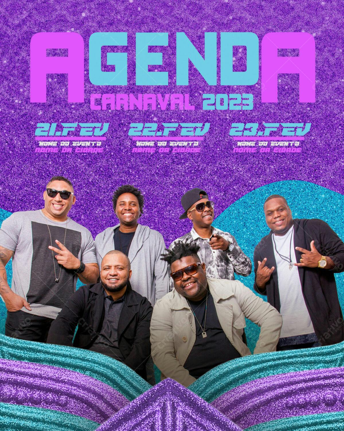 Flyer Carnaval 2023 com Banda PSD Editável
