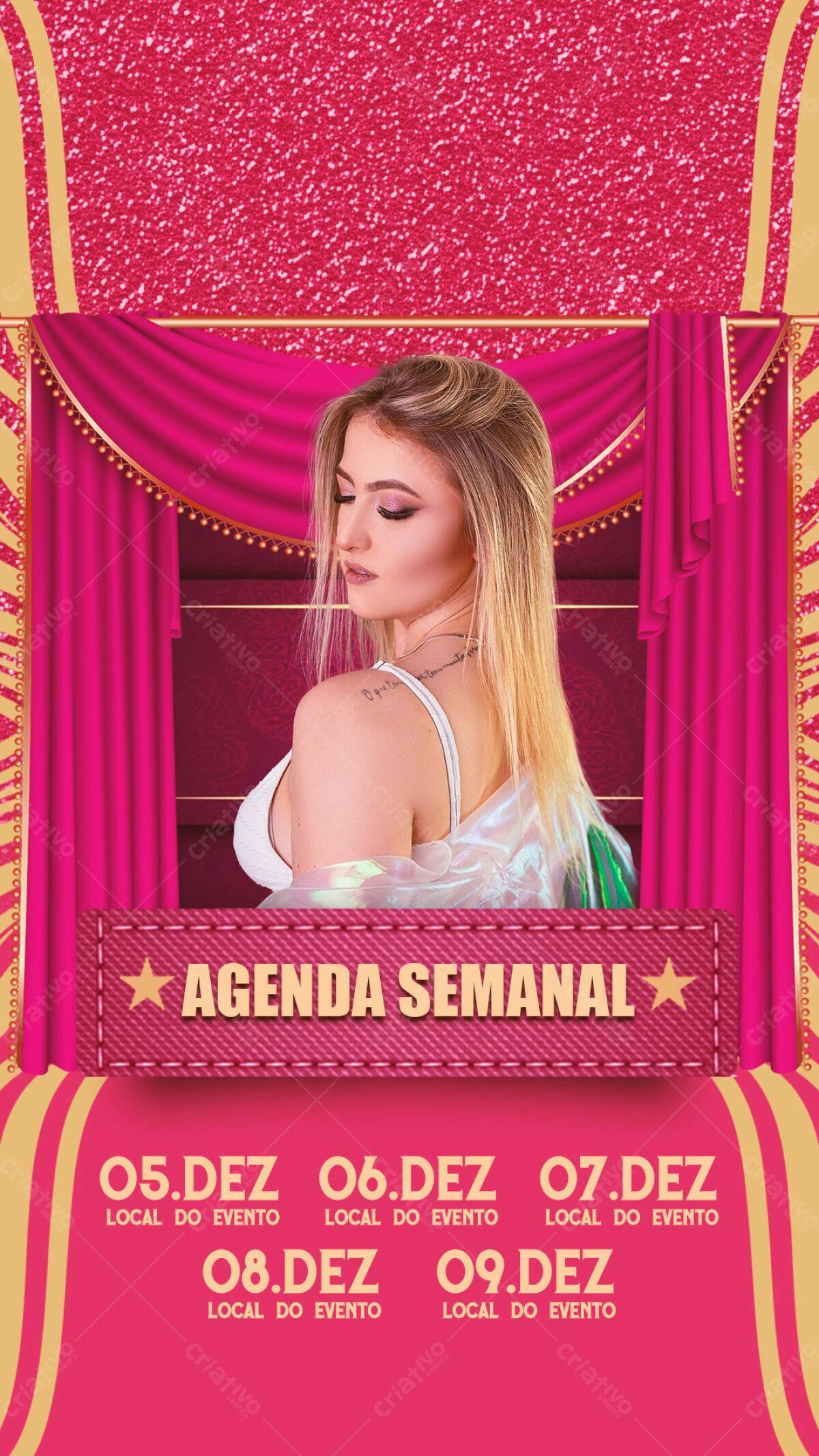 Flyer Agenda Semanal Rosa PSD Editável