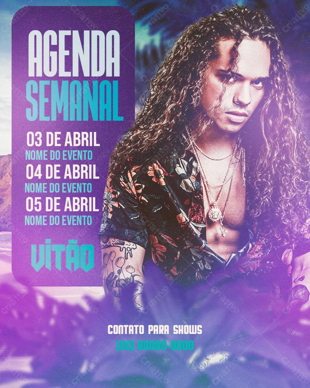 Flyer Agenda Semanal para Shows Vitão PSD Editável