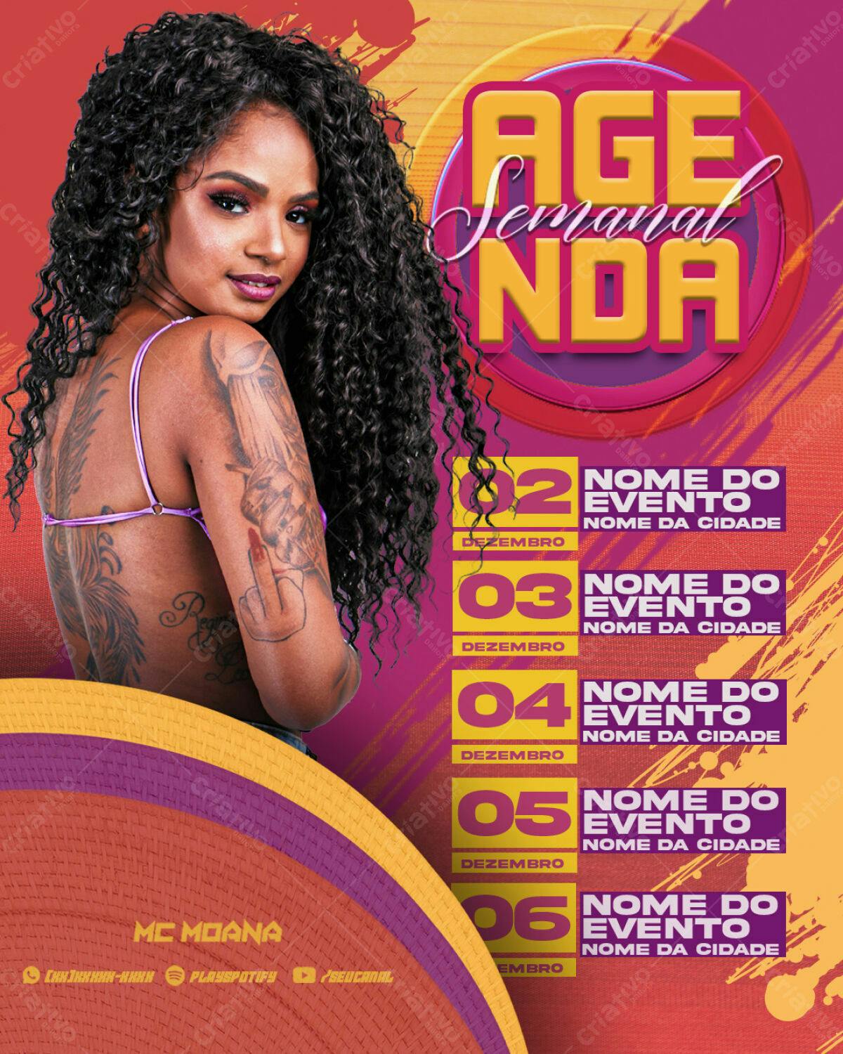 Flyer Agenda Semanal para Shows PSD Editável