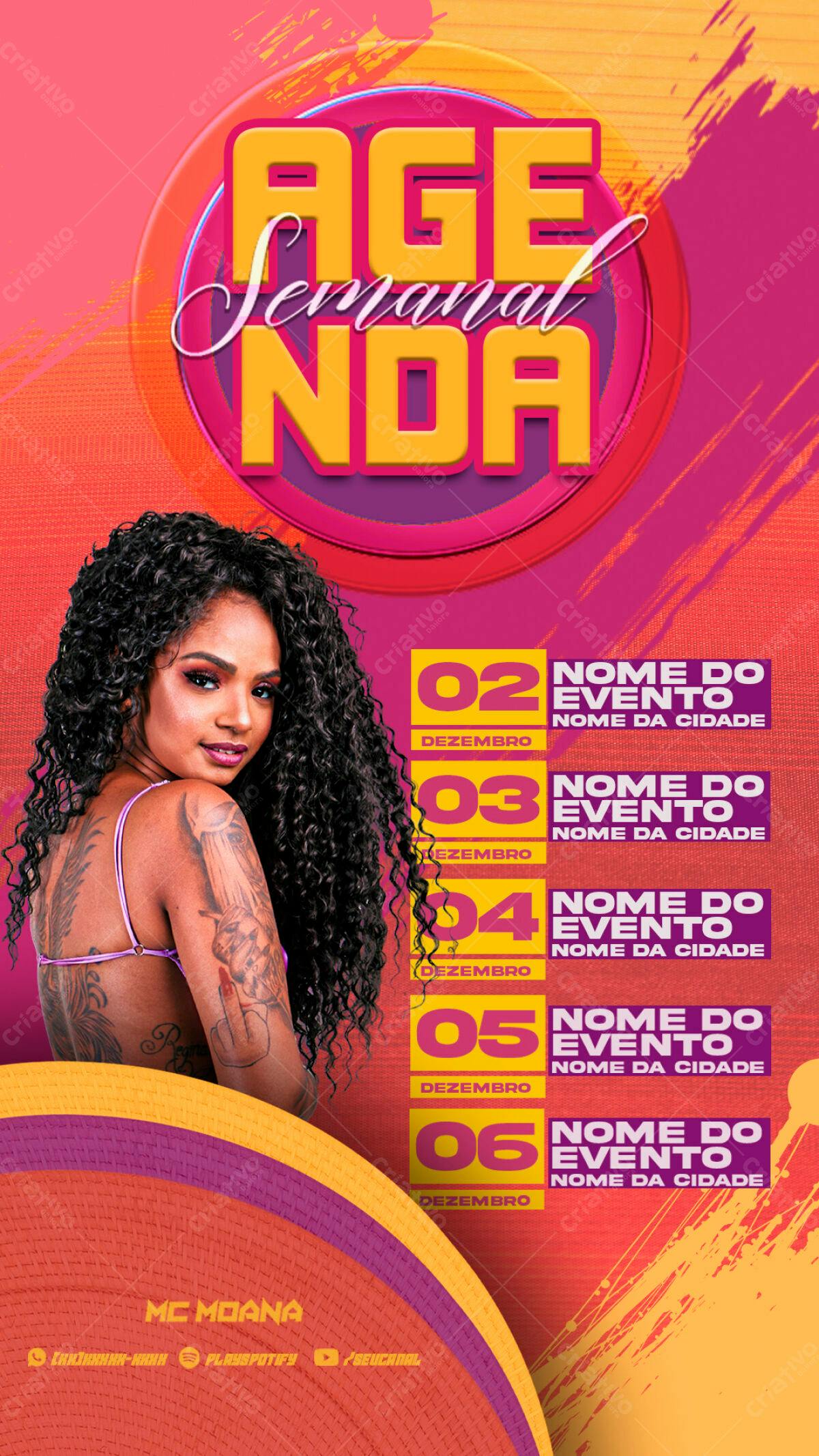 Flyer Agenda Semanal para Shows PSD Editável