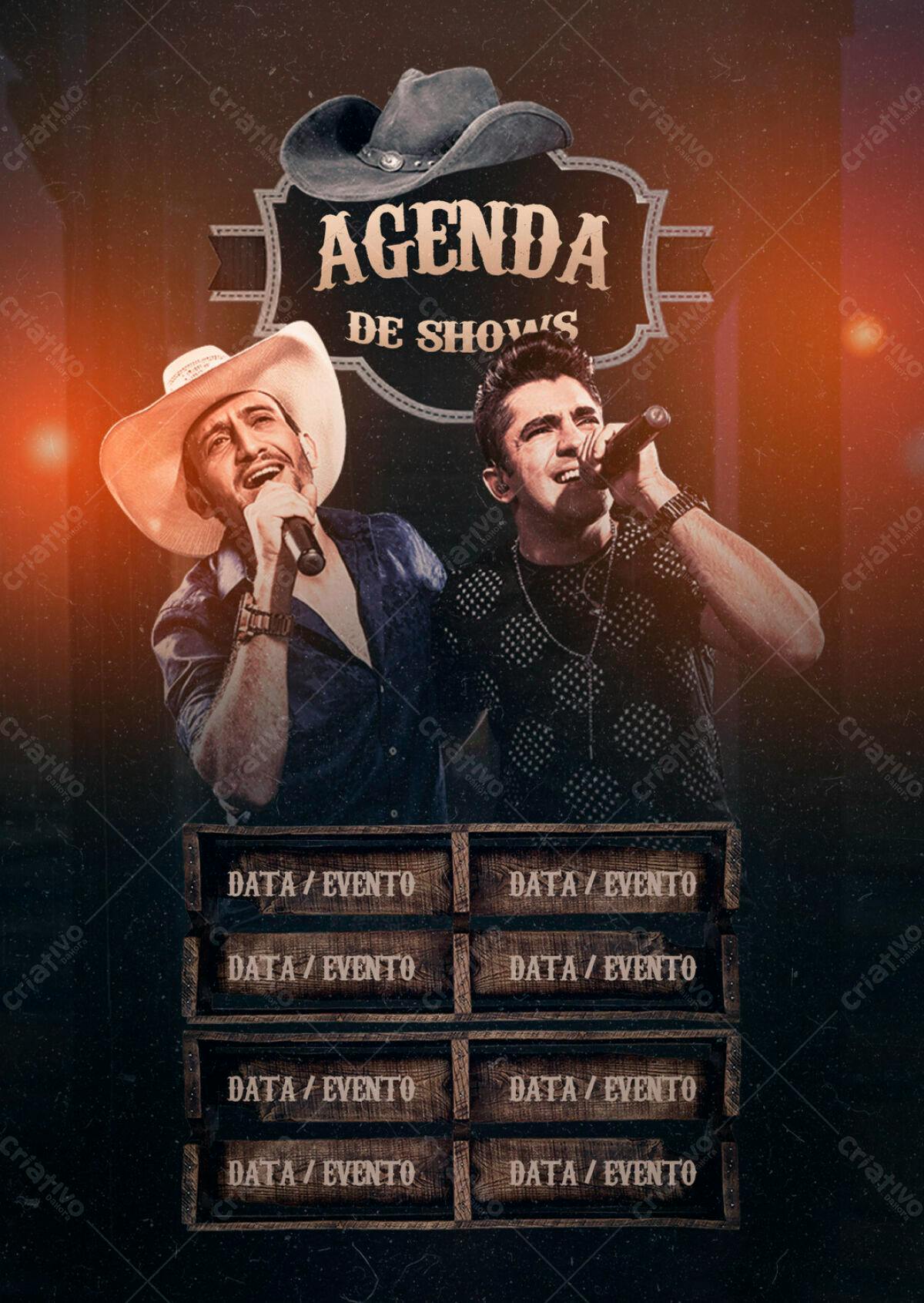 Flyer Agenda de Shows Sertanejo PSD Editável