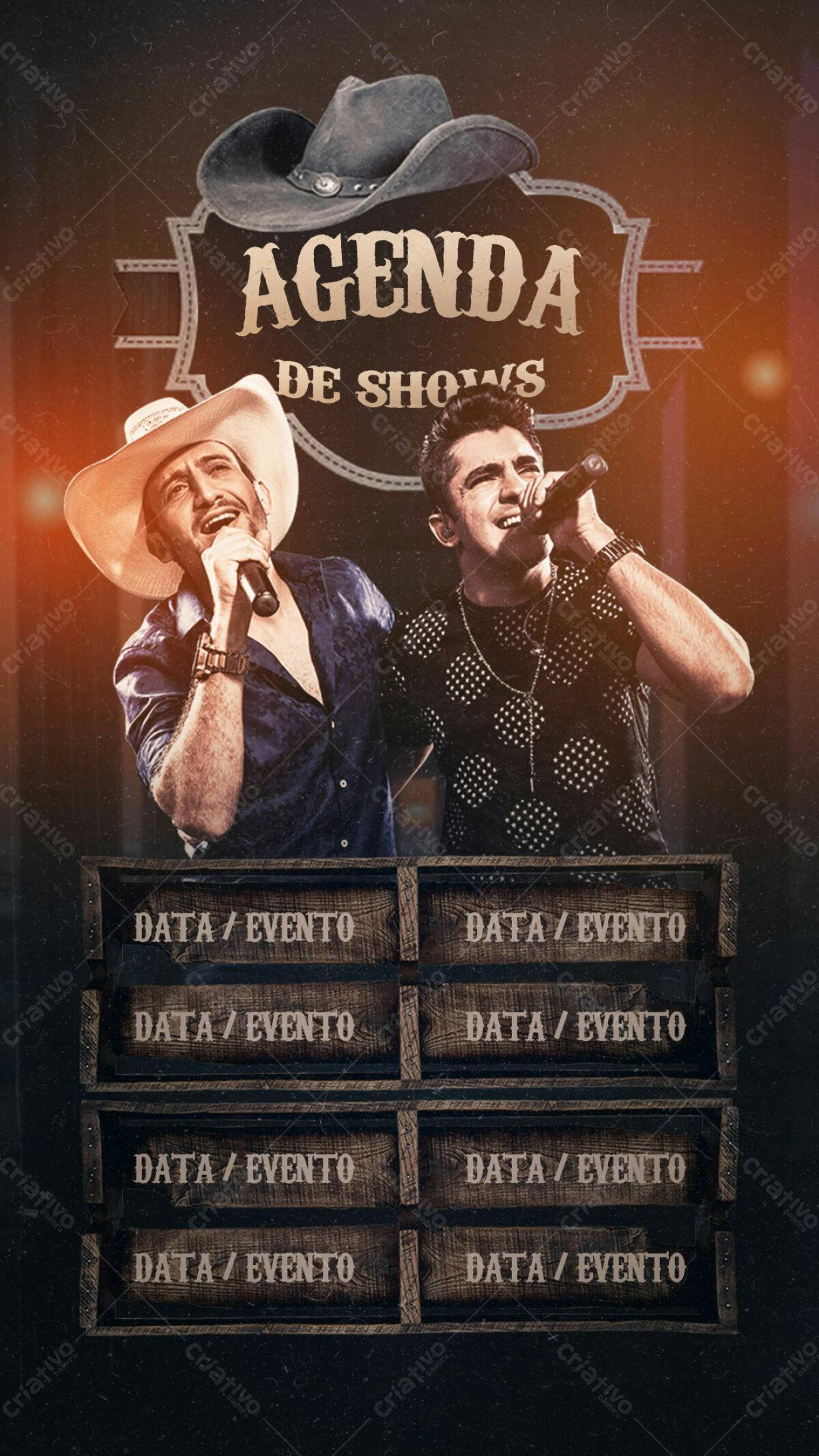 Flyer Agenda de Shows Sertanejo PSD Editável
