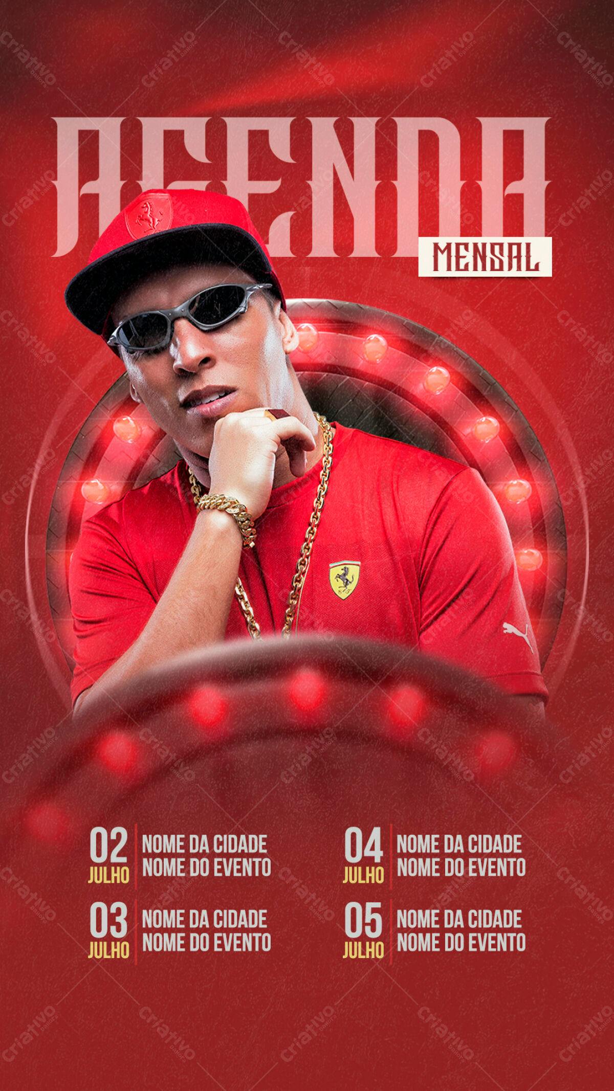 Flyer para Show Mensal do Mc Acenda PSD Editável
