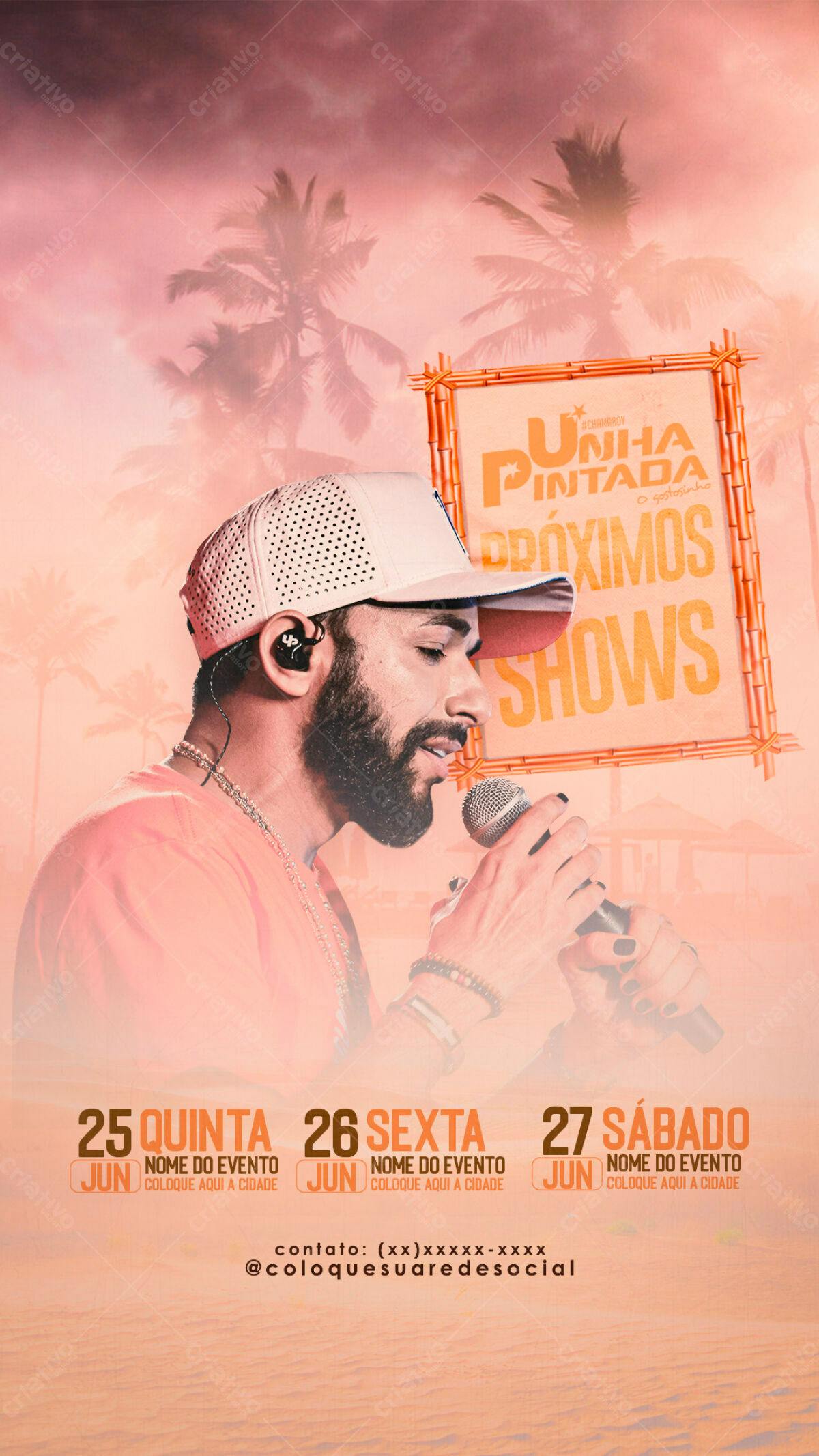 Flyer para Shows da Unha Pintada PSD Editável