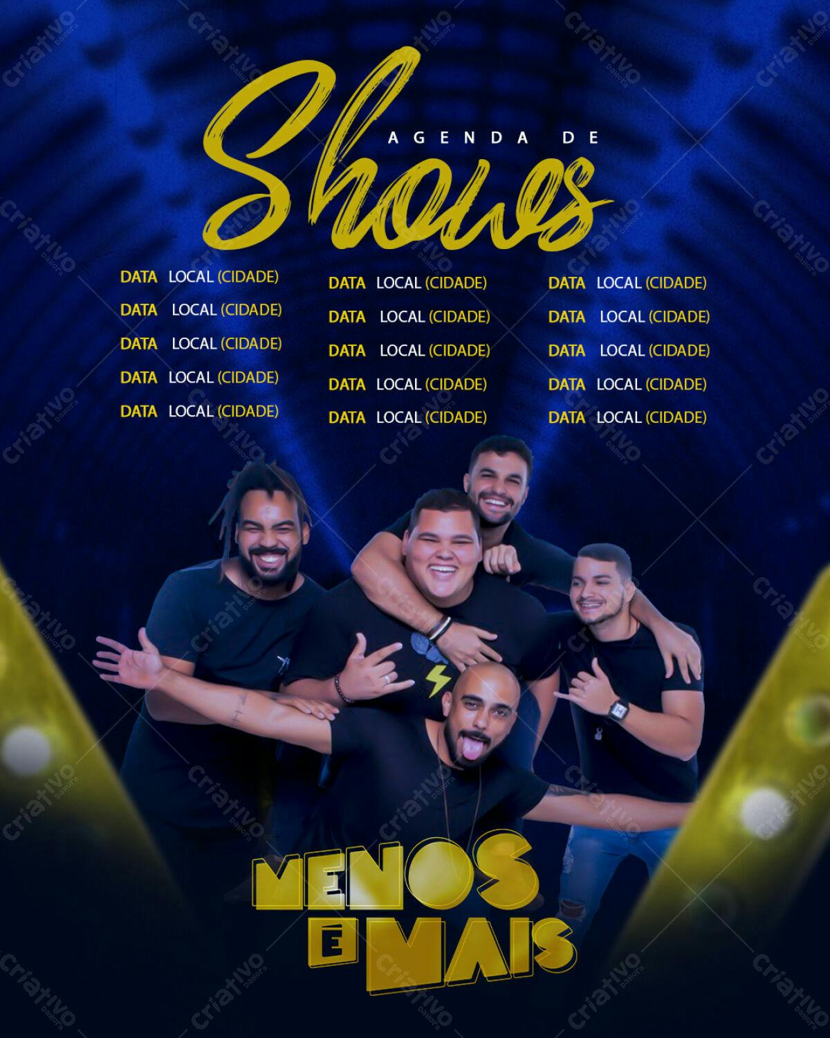 Flyer para Shows da Banda Menos e Mais PSD Editável