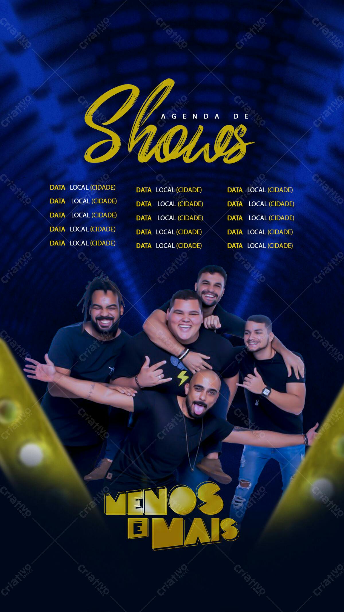 Flyer para Shows da Banda Menos e Mais PSD Editável