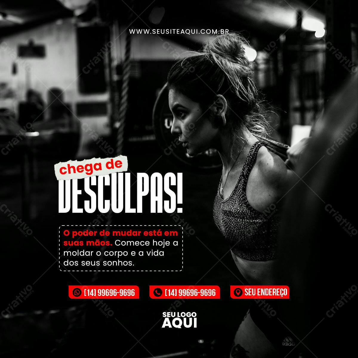 Postagem Fitness Motivacional PSD Editável
