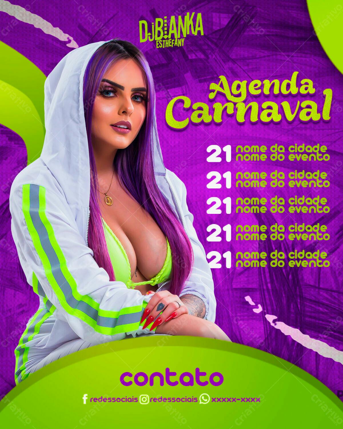 Flyer para Agenda Carnaval DJ Bianka PSD Editável