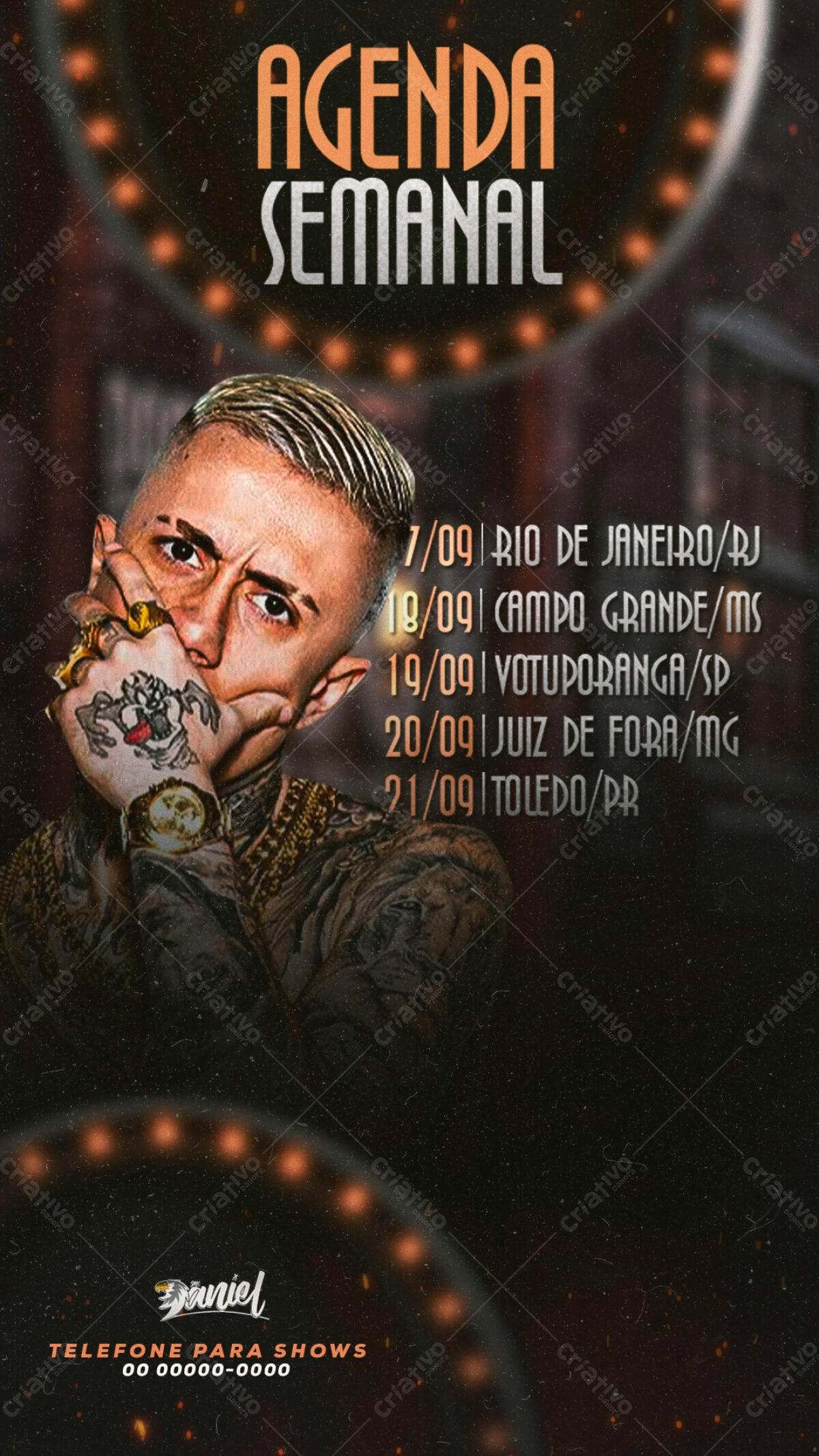 Flyer Agenda Semanal para Shows PSD Editável