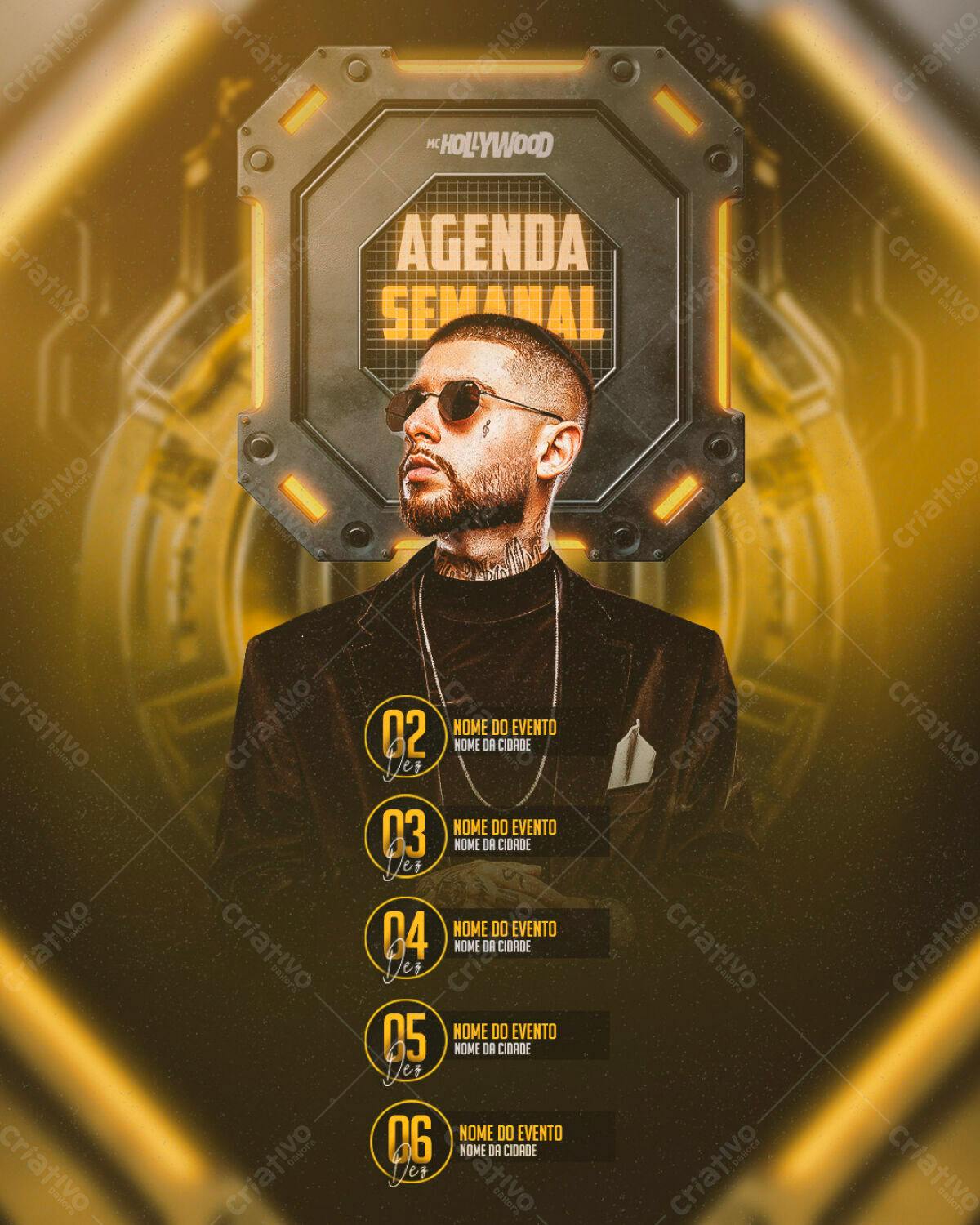 Agenda Semanal para Shows e Eventos PSD Editável
