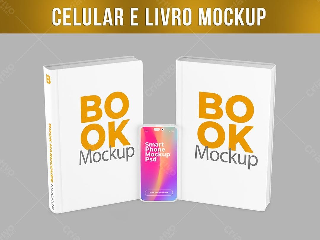 Mockup Realista: Livro e Celular em Branco