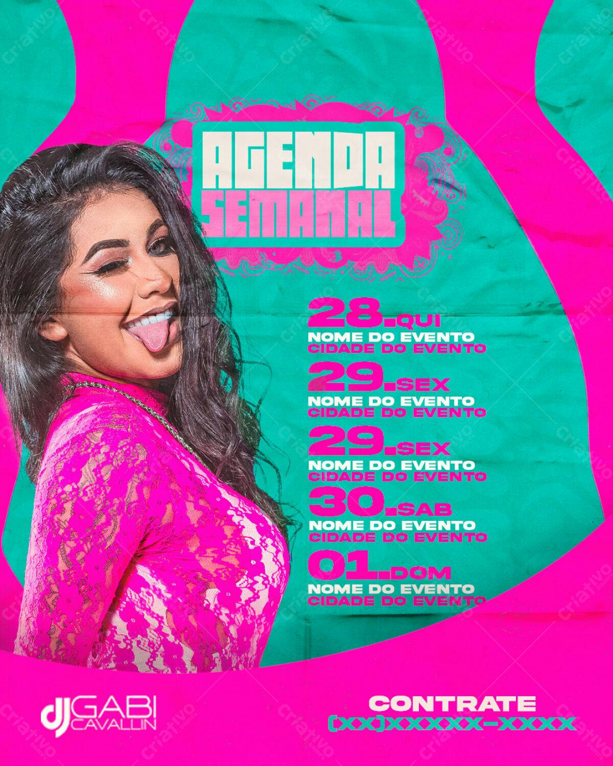 Flyer Agenda Semanal DJ Gabi Cavallin PSD Editável