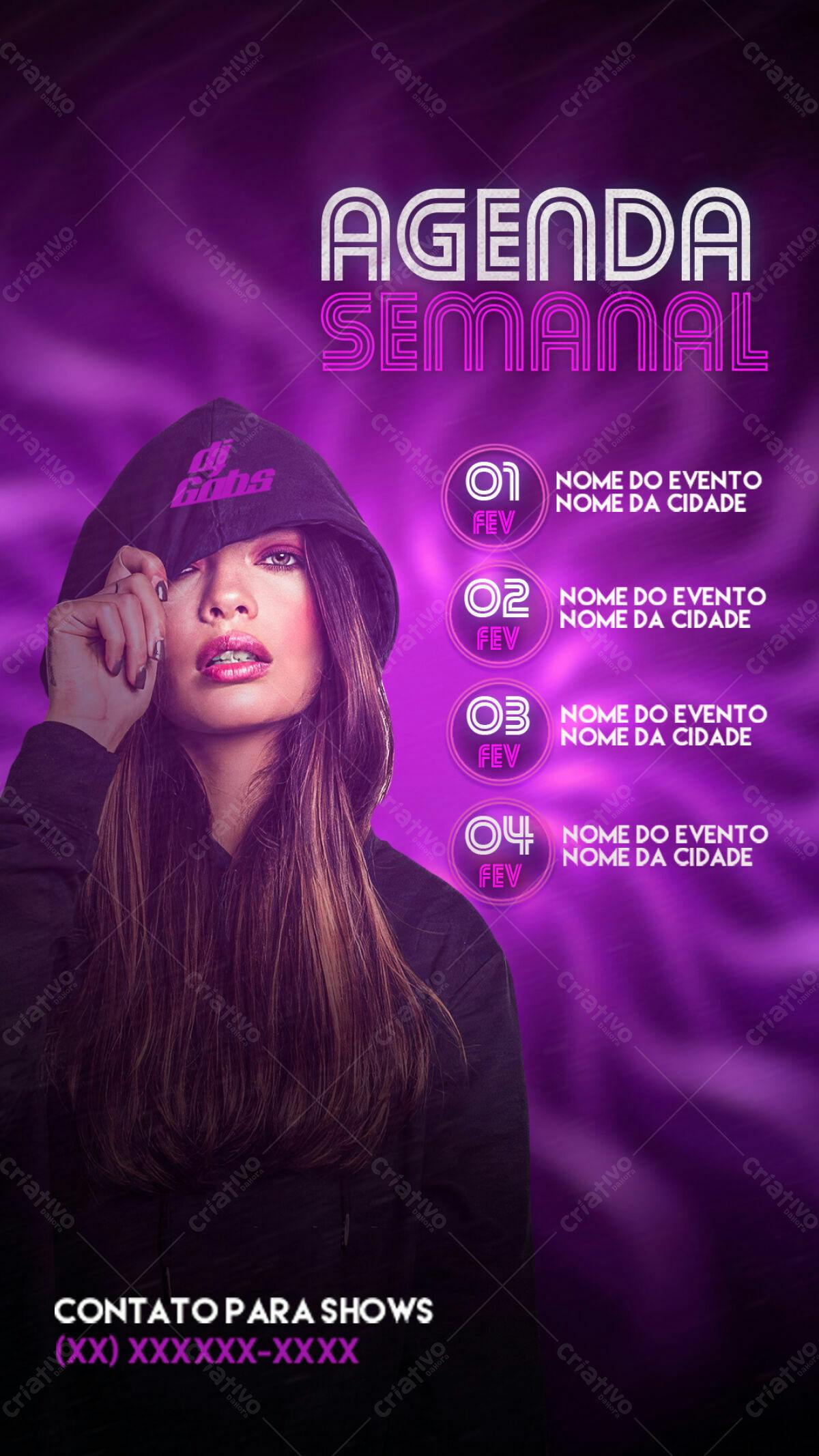 Flyer Agenda Semanal para DJ PSD Editável