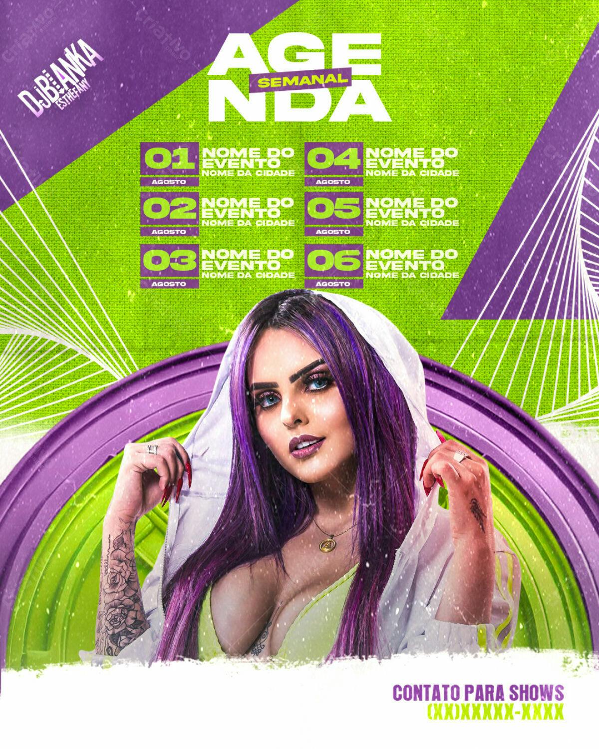 Flyer Agenda Semanal DJ Estefany PSD Editável