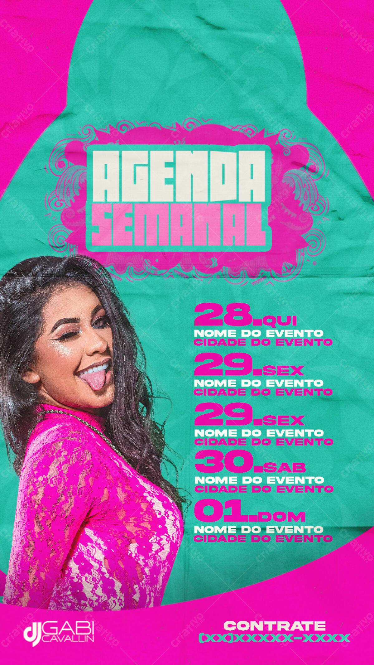 Flyer Agenda Semanal DJ Gabi Cavallin PSD Editável