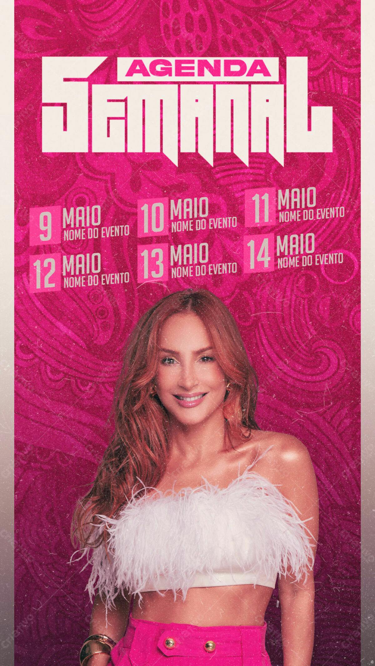 Flyer Agenda Semanal Maio PSD Editável