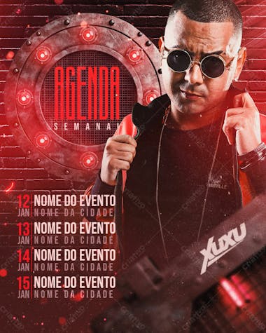 04 flyers para artistas e eventos agenda semanal feed