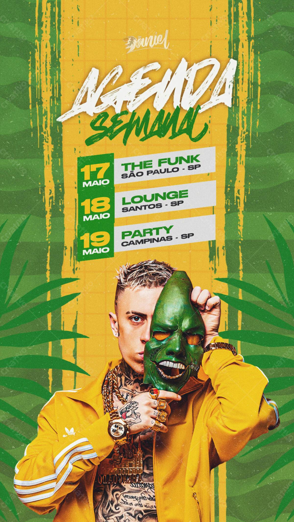 Flyer Agenda Semanal Festa Funk PSD Editável
