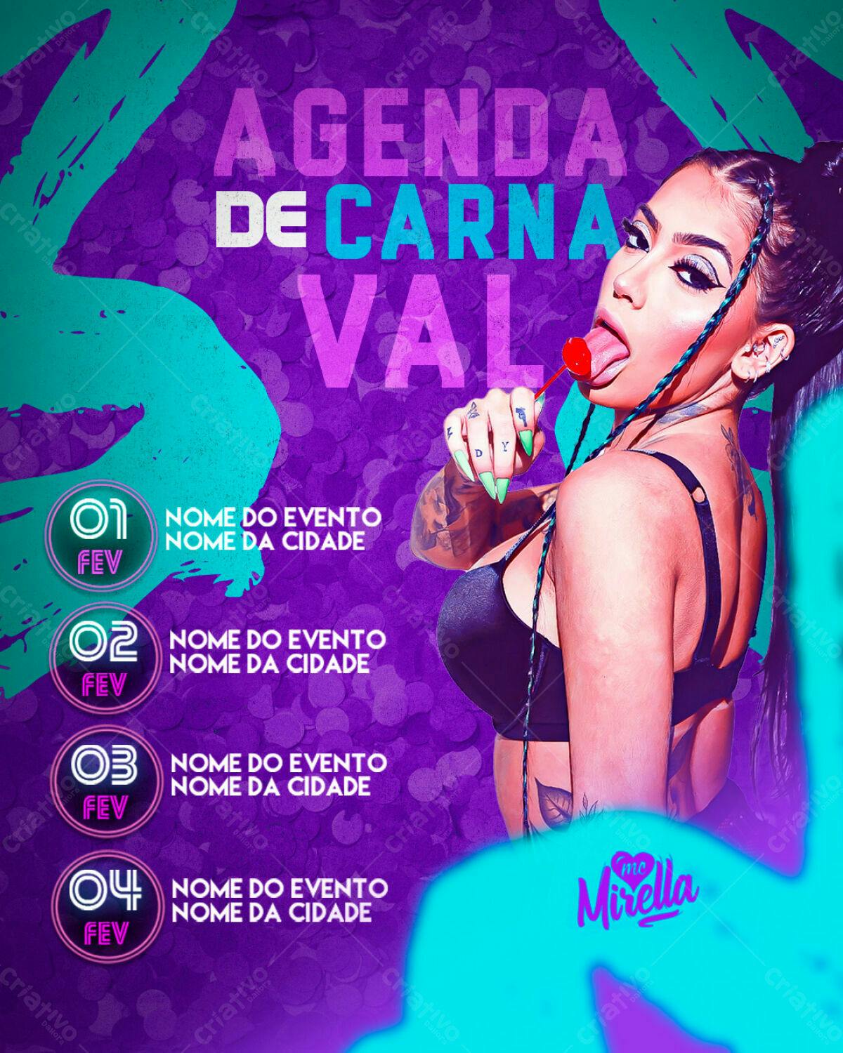Flyer para Agenda de Carnaval PSD Editável