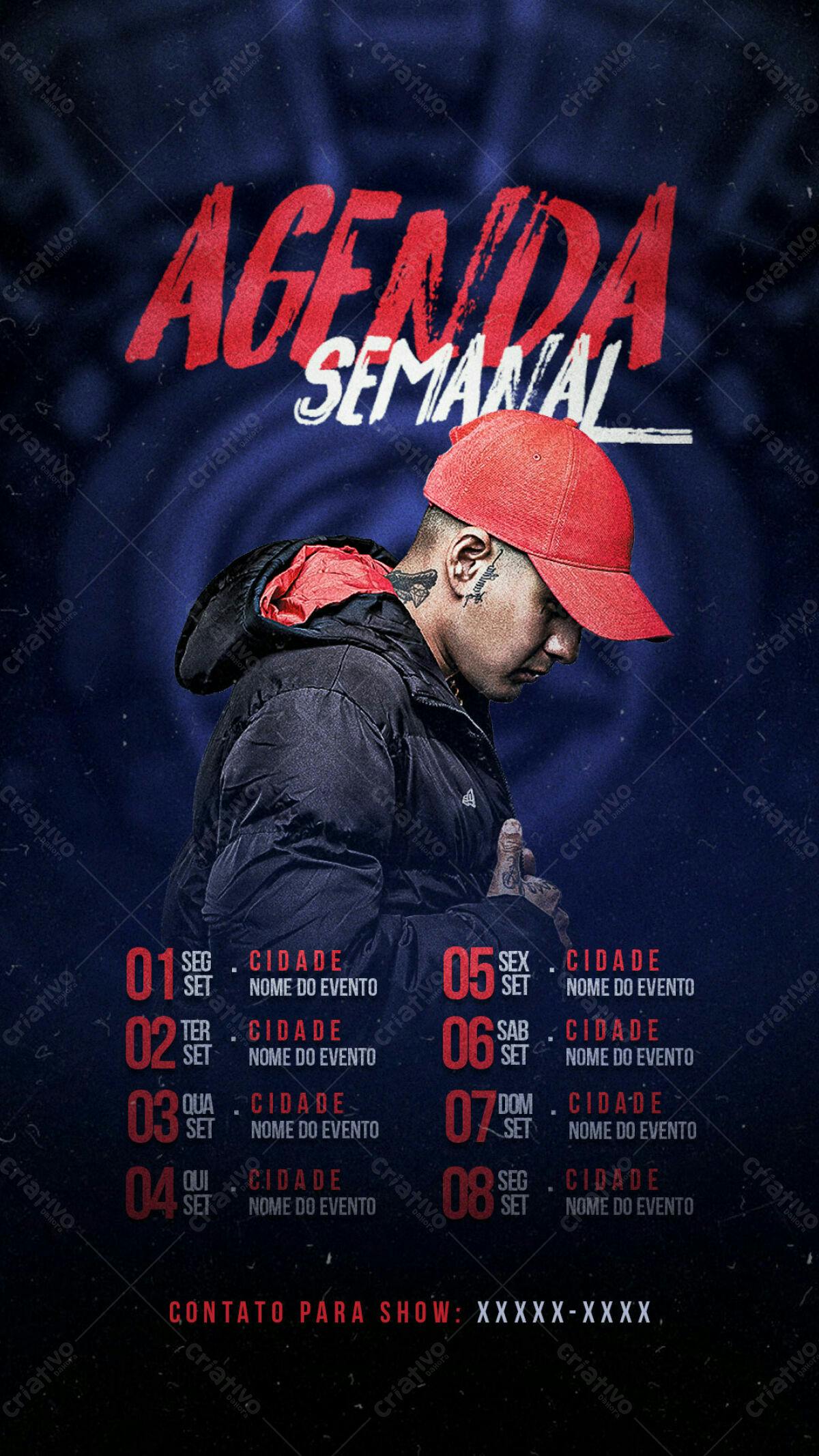 Agenda Semanal para Shows Musicais PSD Editável