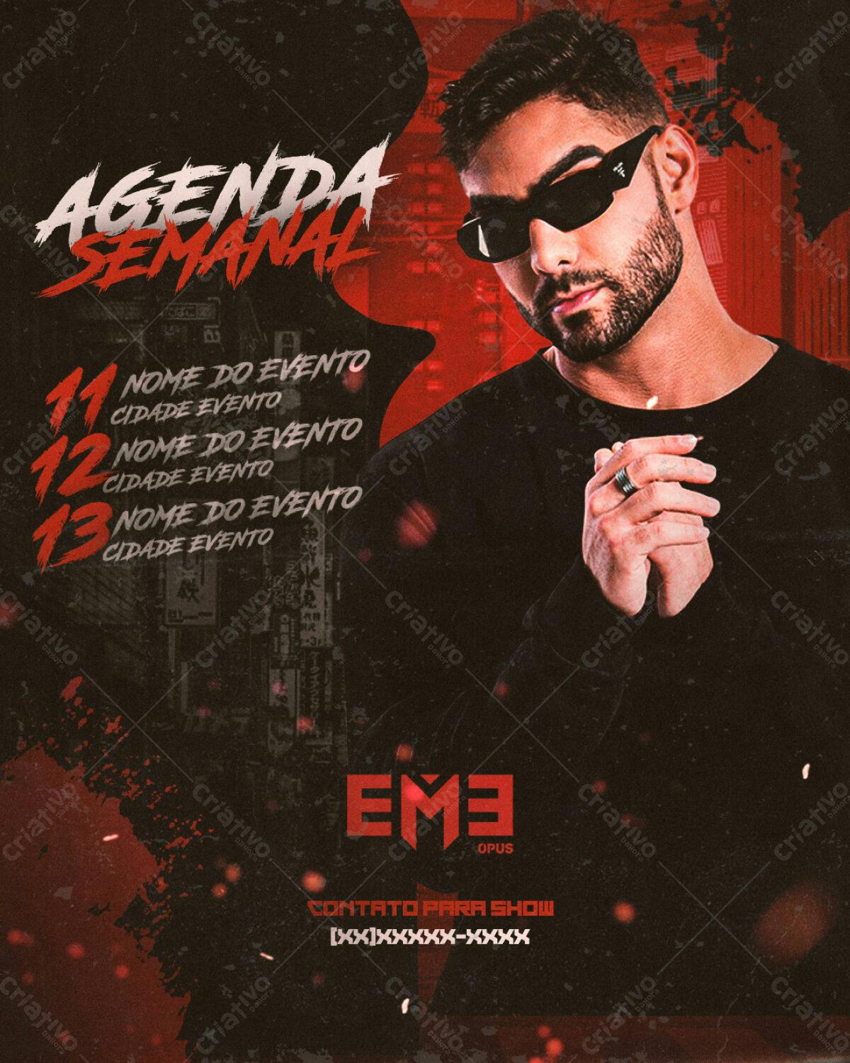 Flyer Agenda Semanal para Shows PSD Editável