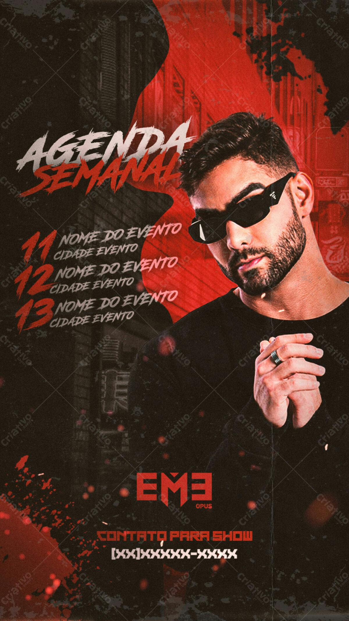 Flyer Agenda Semanal para Shows PSD Editável