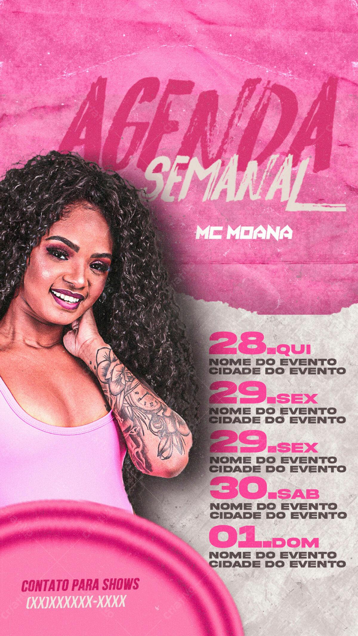 Flyer Agenda Semanal MC Moana PSD Editável