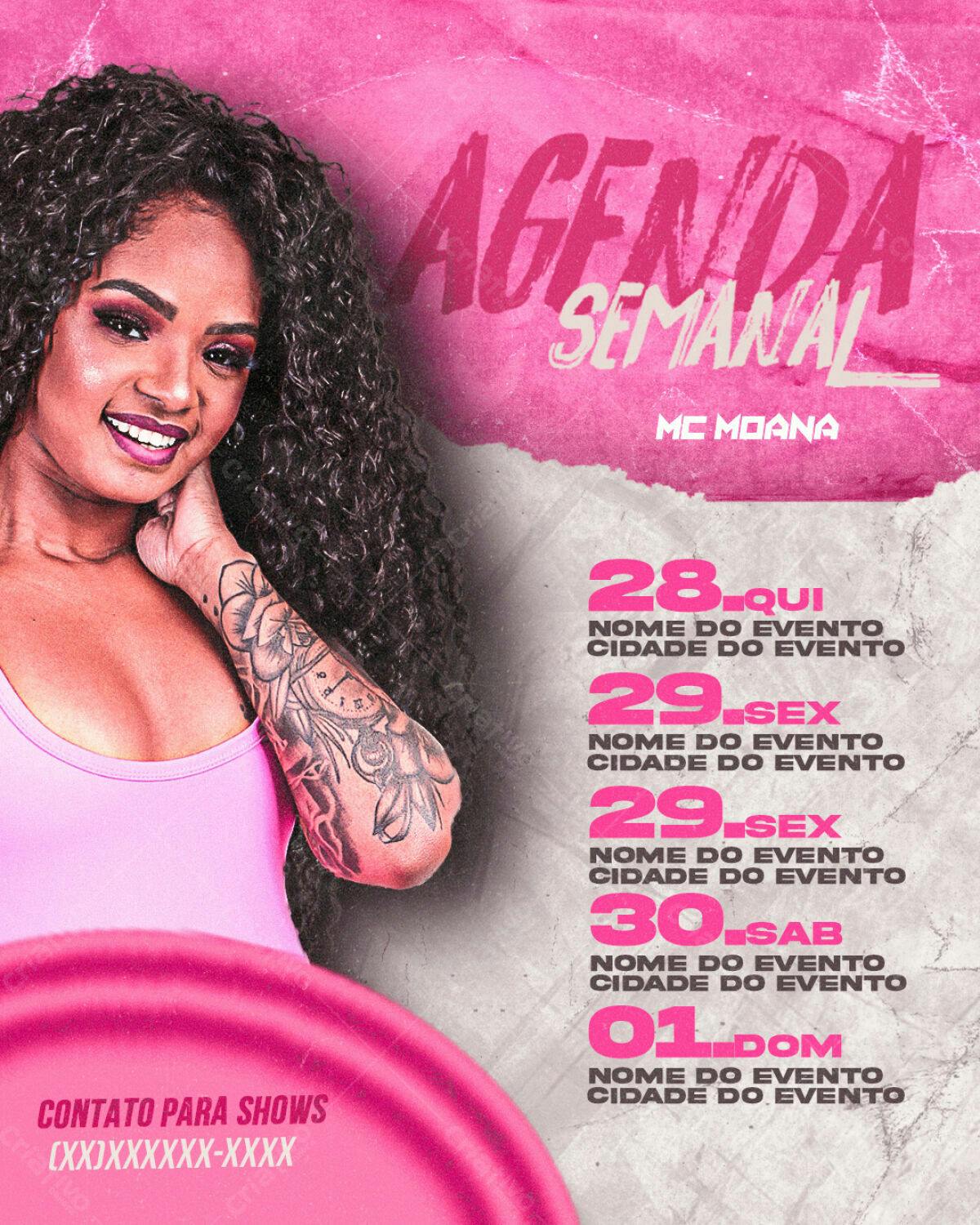 Flyer Agenda Semanal MC Moana PSD Editável