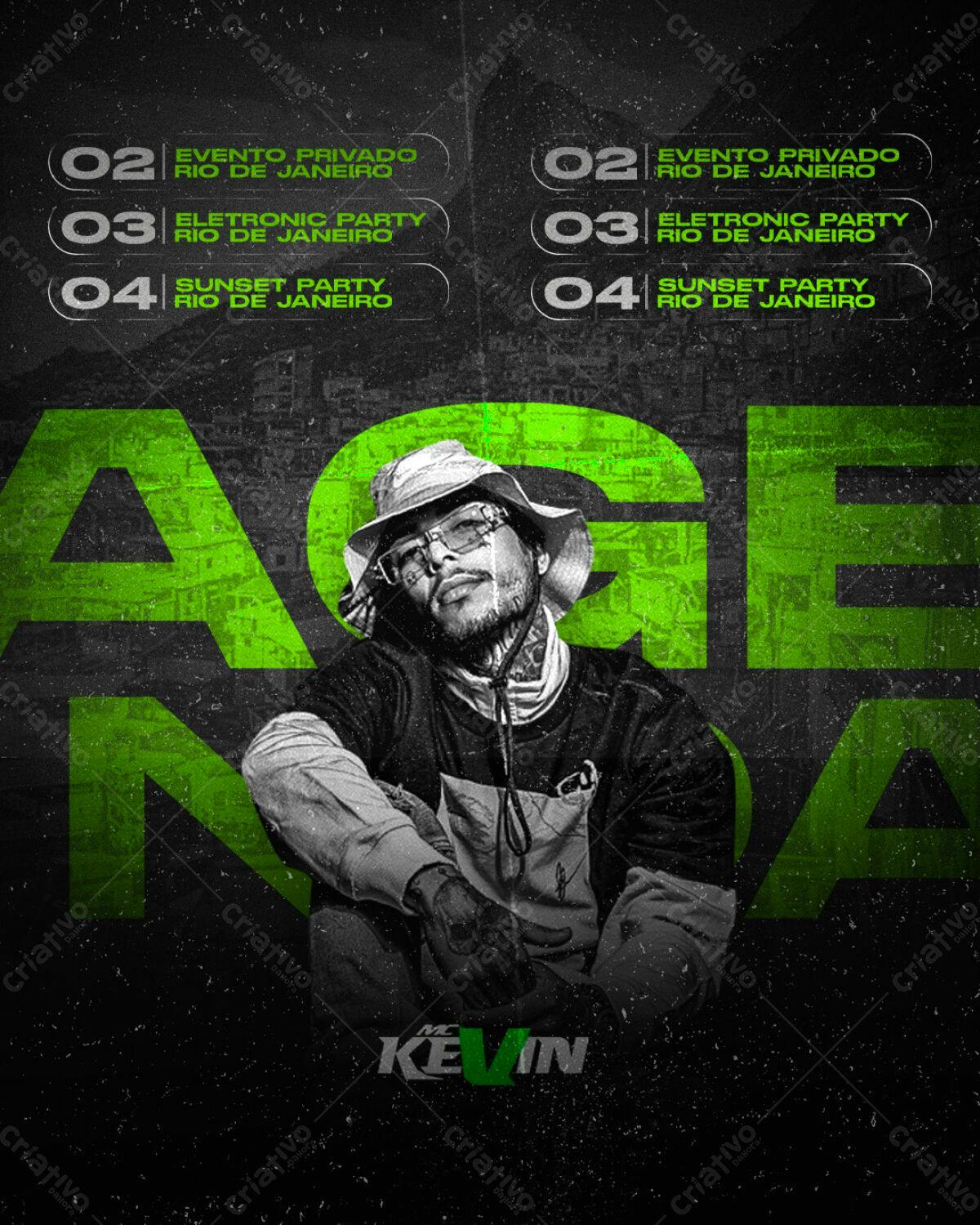 Flyer para Evento Musical com MC Kevin PSD Editável