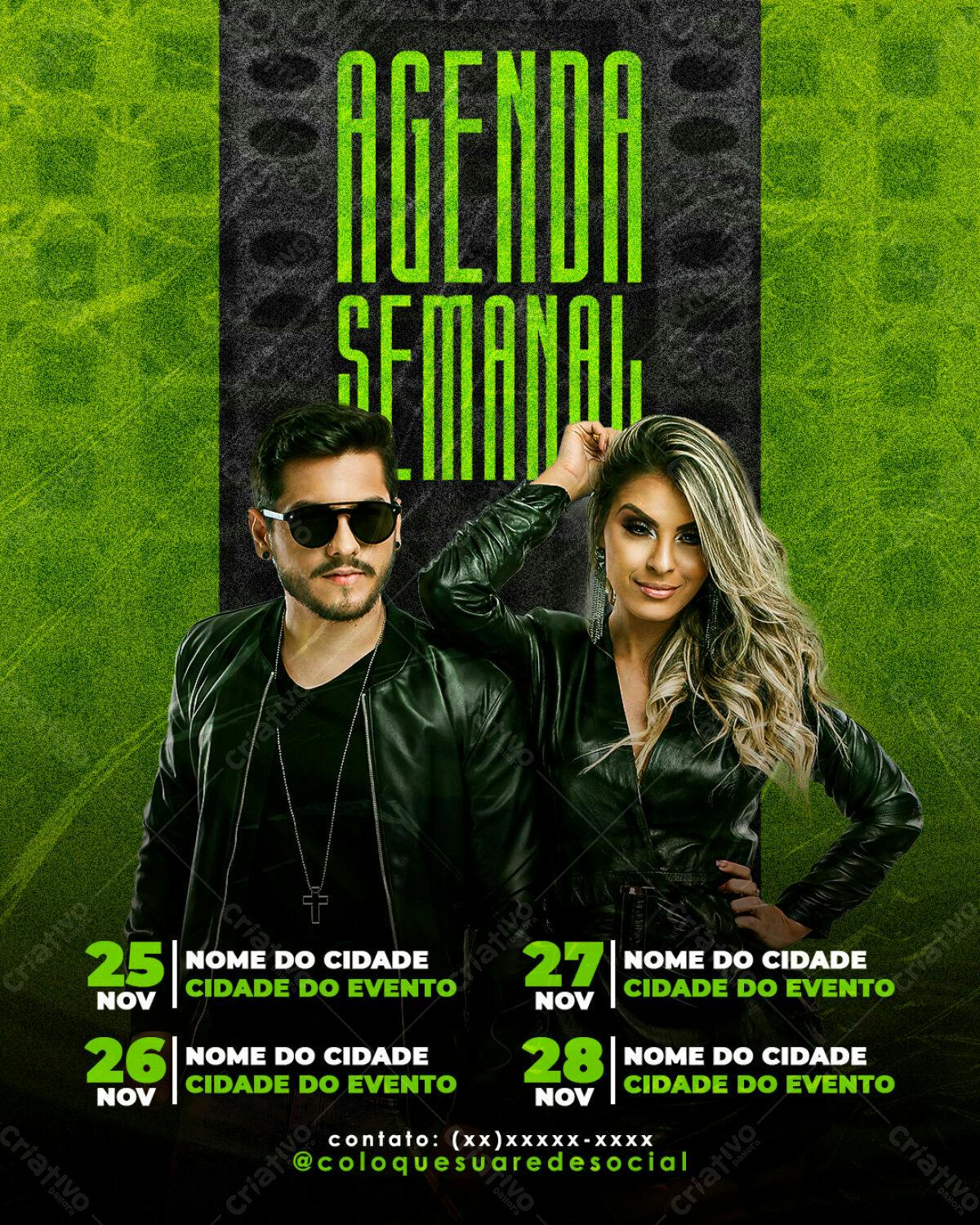 Flyer Agenda Semanal para Shows PSD Editável