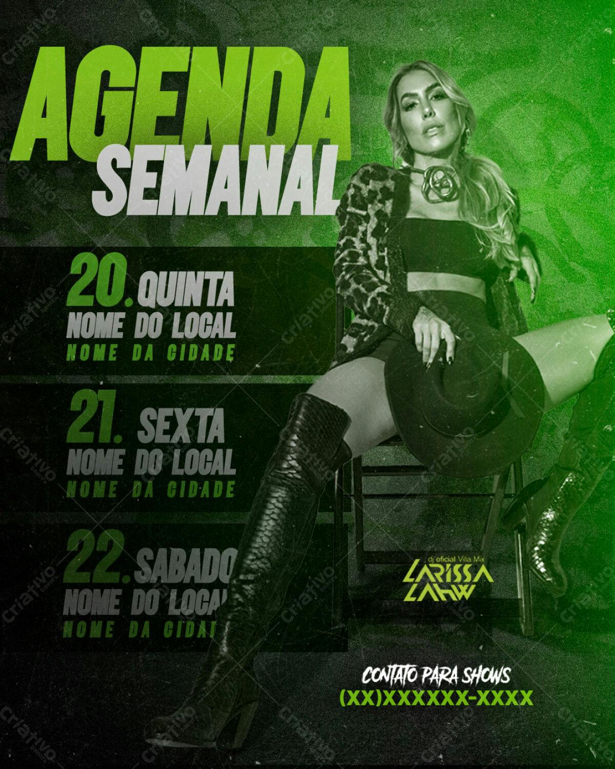 Flyer Agenda Semanal para Shows PSD Editável
