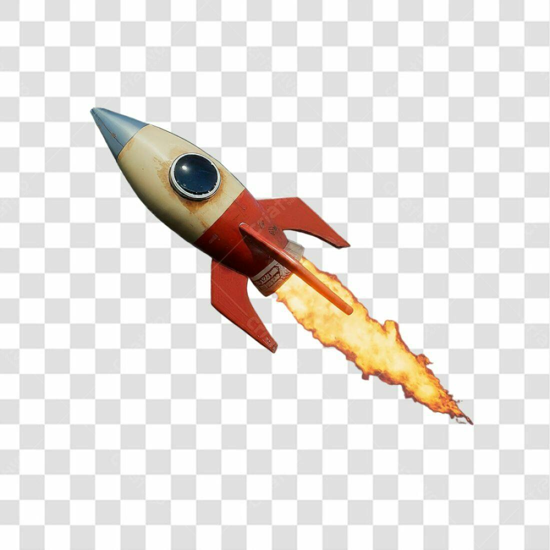 Icone foguete retrô PNG com fundo transparente