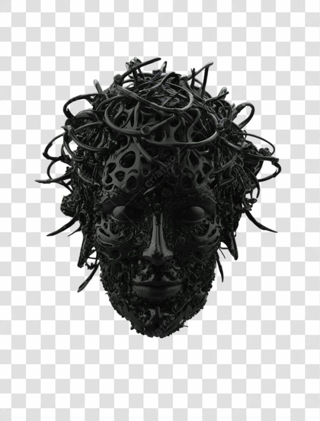 Icone rosto abstrato preto PNG com fundo transparente