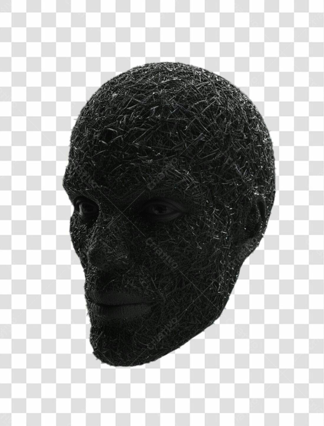 Icone rosto abstrato preto PNG com fundo transparente