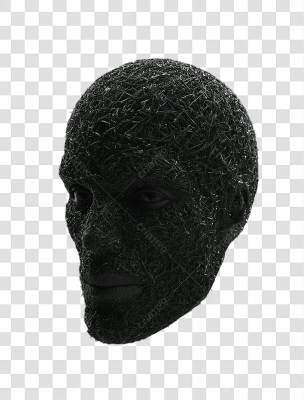 Face Escura Preta 3D Png Transparente