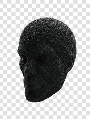 Face escura preta 3d png transparente