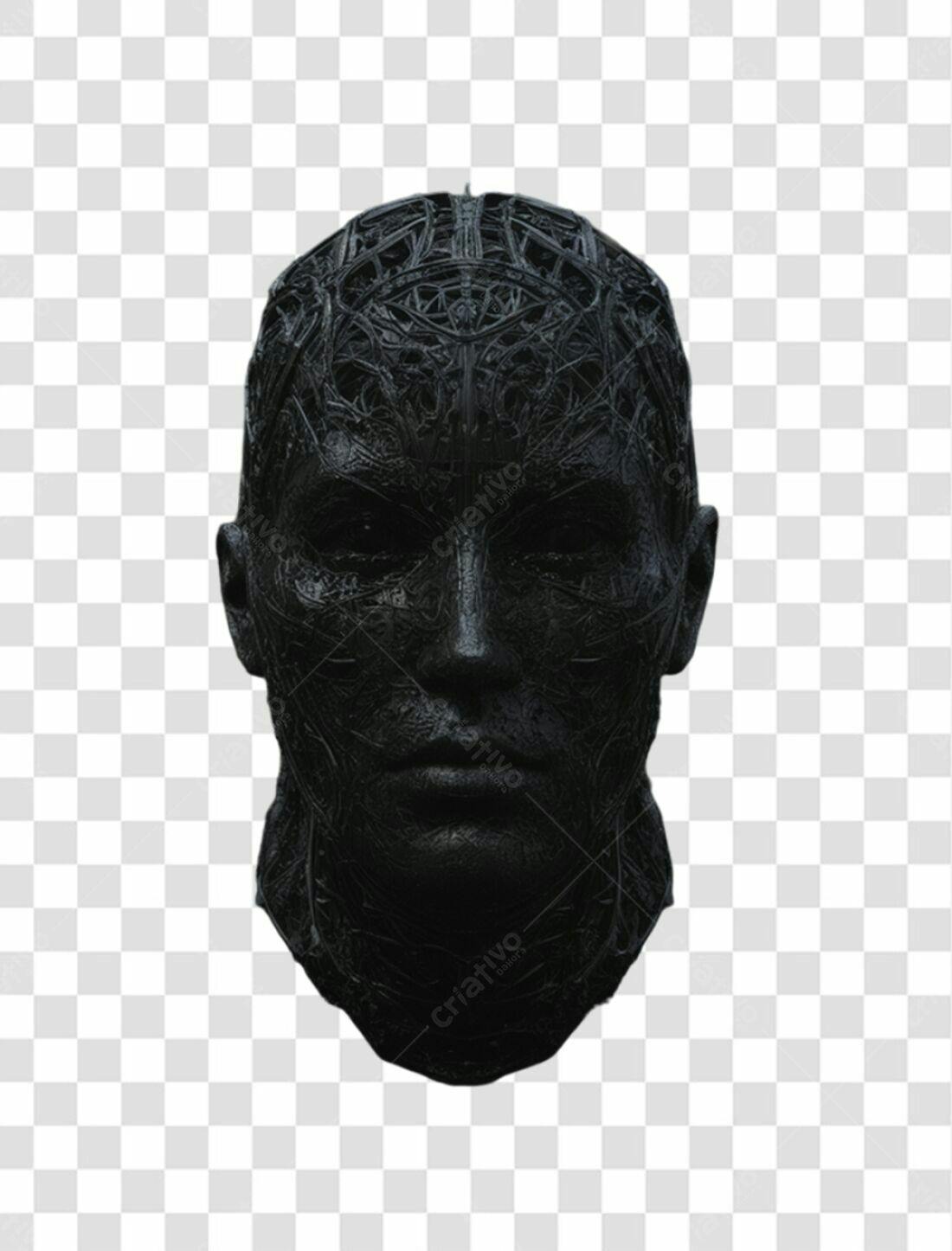 Icone Cabeça Robótica Cyberpunk PNG com fundo transparente