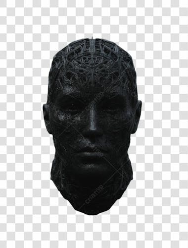 Face escura preta 3d png transparente