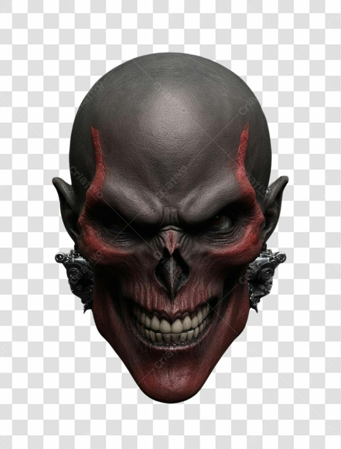 Icone Caveira Vermelha e Cinza PNG com fundo transparente
