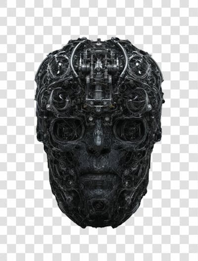 Rosto Mecânico 3D Png Transparente