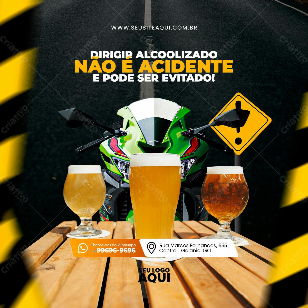 Flyer Conscientização Dirigir Alcoolizado PSD Editável