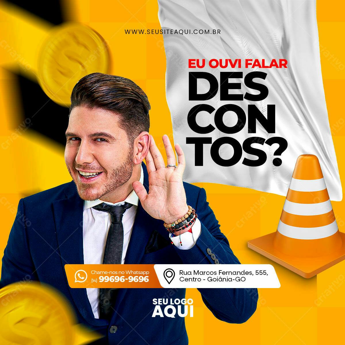 Flyer para Anúncio de Descontos PSD Editável