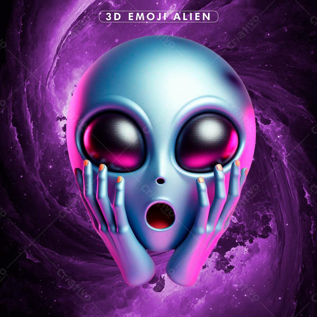 Emoji Alien 3D PSD Editável