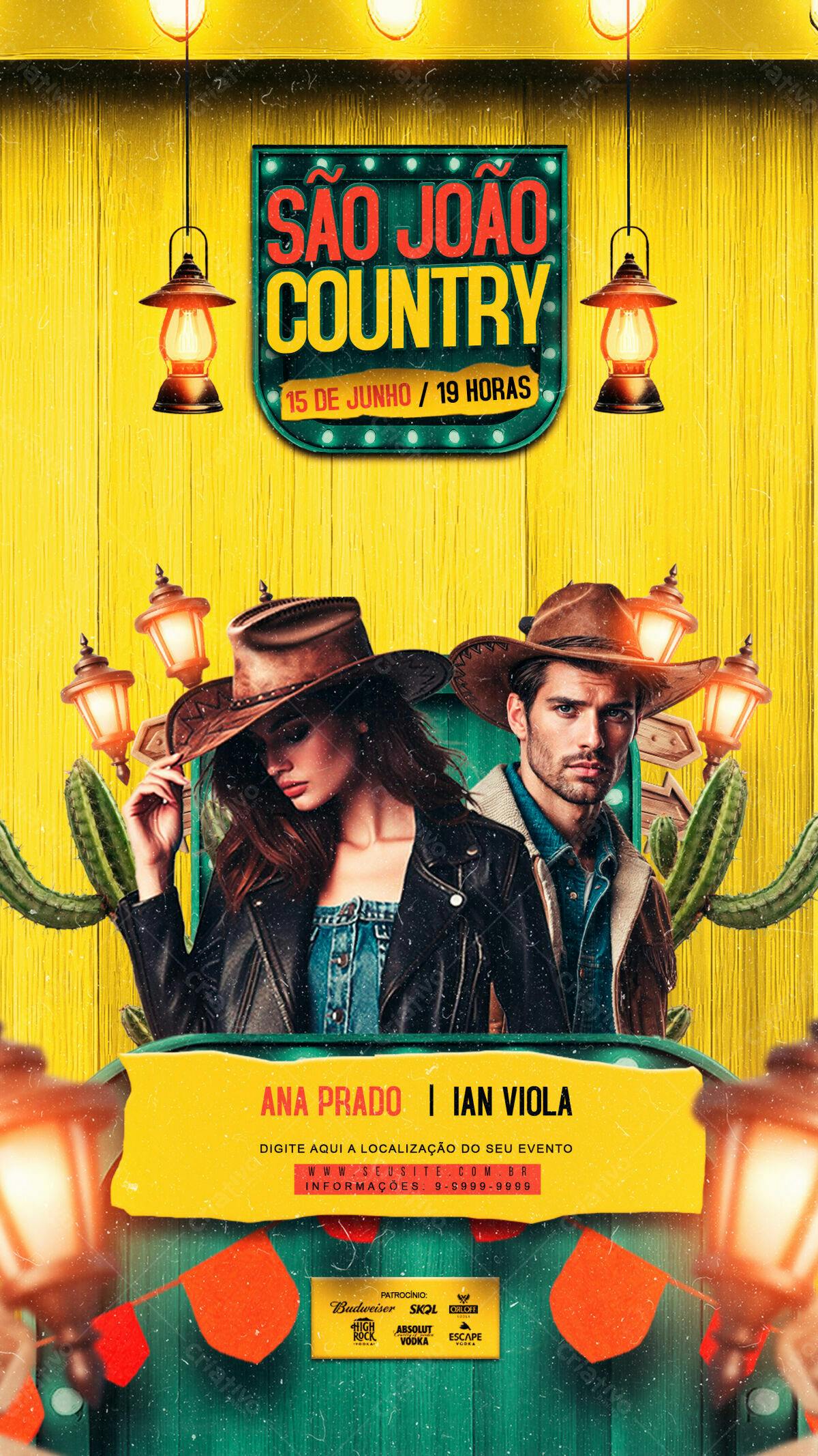 Flyer Festa Junina Country PSD Editável